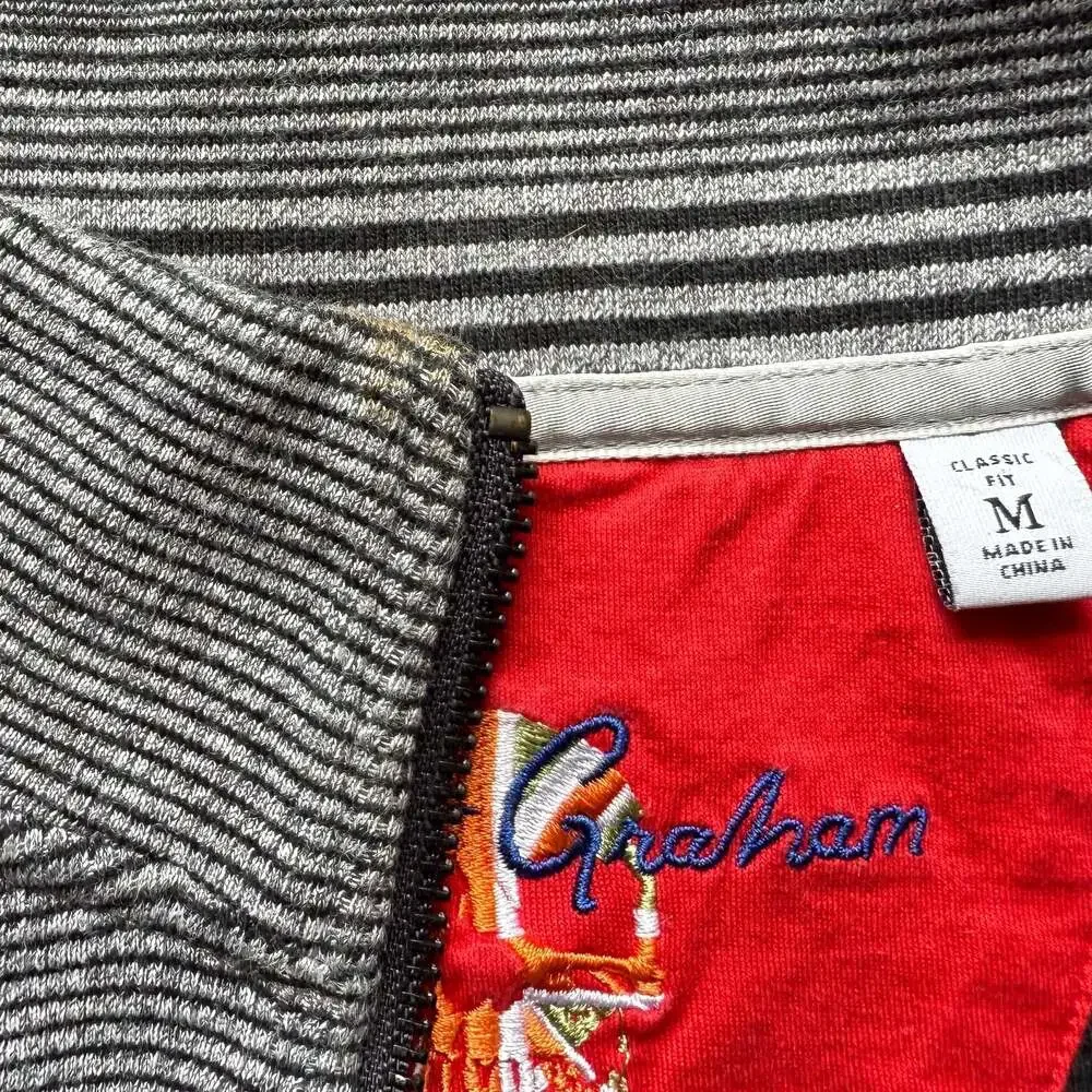 Robert Graham Men's Classic Fit Striped 1/4 Zip Quarter-Zip Pullover Sweater